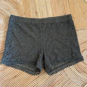 Olive Green Lace Detailed Shorts